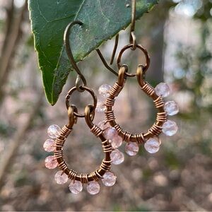 Strawberry Quartz Hoop Earrings